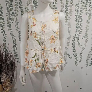 Rachael Rachael Roy Linen Floral Tank Top Sz S